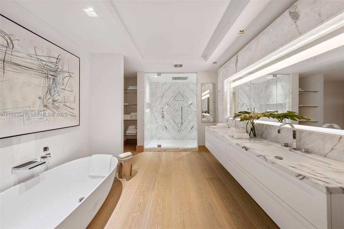 Bathroom, Glass Shower, Interior, Marble, Marble Walls