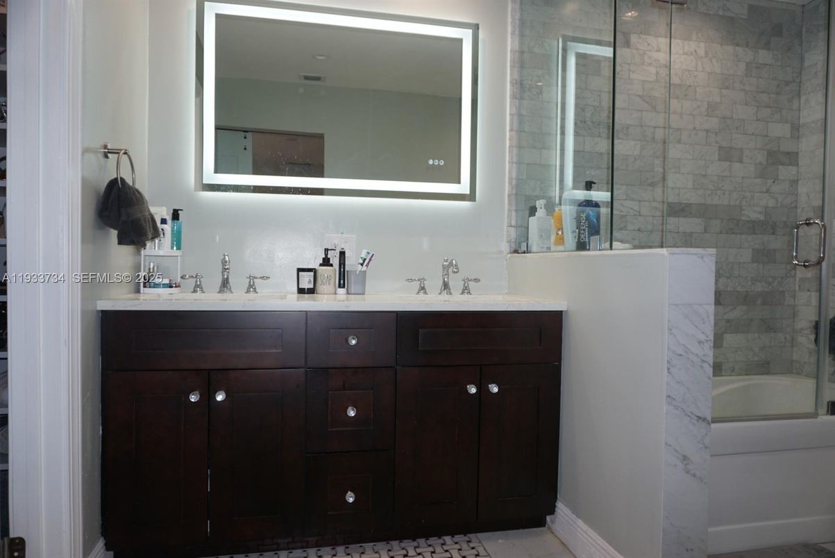 Bathroom, Dual Sink Vanities, Glass Shower, Interior