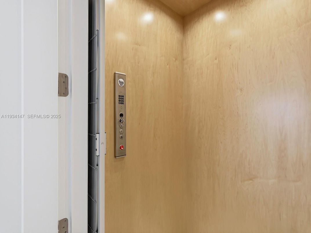 Elevator, Interior, Recessed Lighting, Wooden Walls