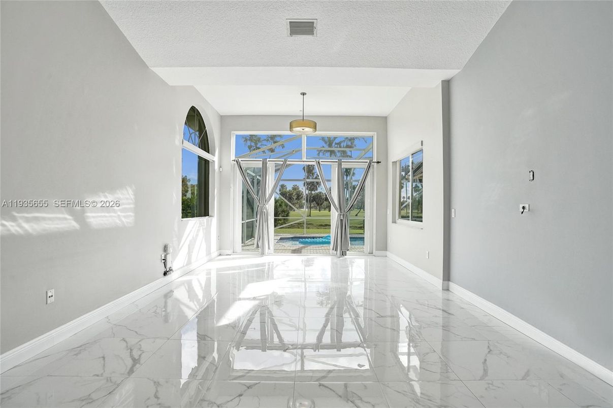Empty room, Interior, Marble, Pendant Lights