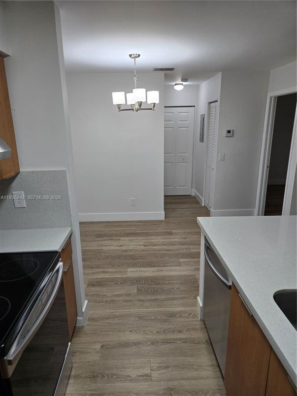Chandelier, Interior, Kitchen, Wood Texture Flooring