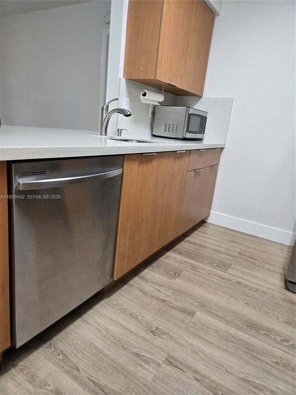 Interior, Kitchen, Stainless Steel Appliances, Wood Texture Flooring