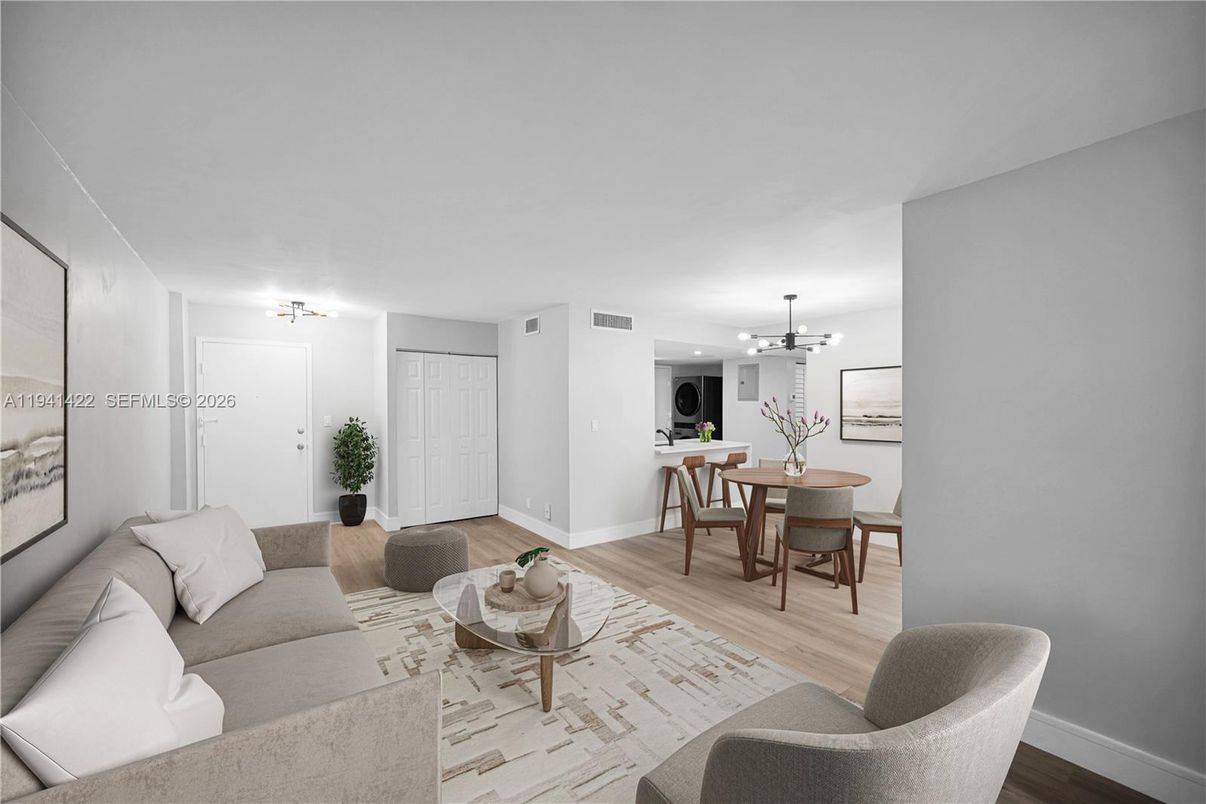 Dining room, Interior, Living room, Pendant Lights, Wood Texture Flooring