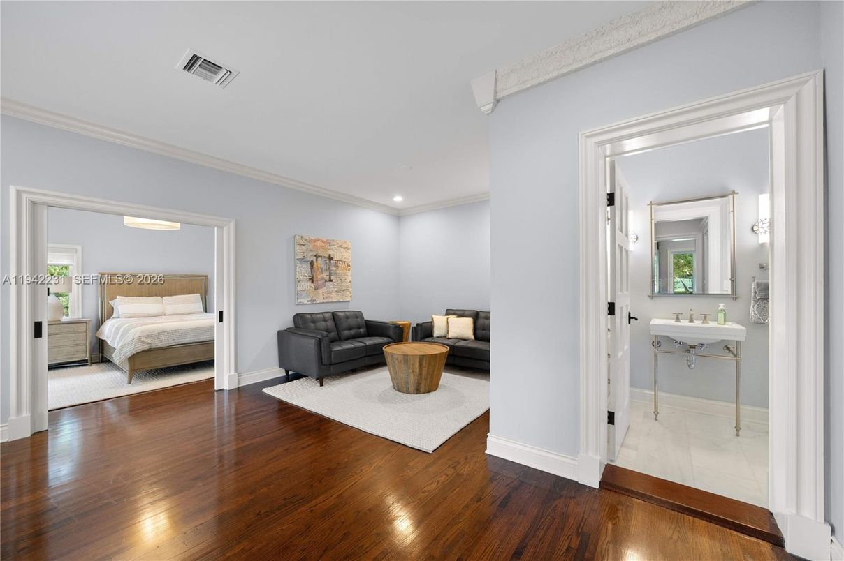 Bathroom, Bedroom, Interior, Marble, Recessed Lighting, Wood Texture Flooring