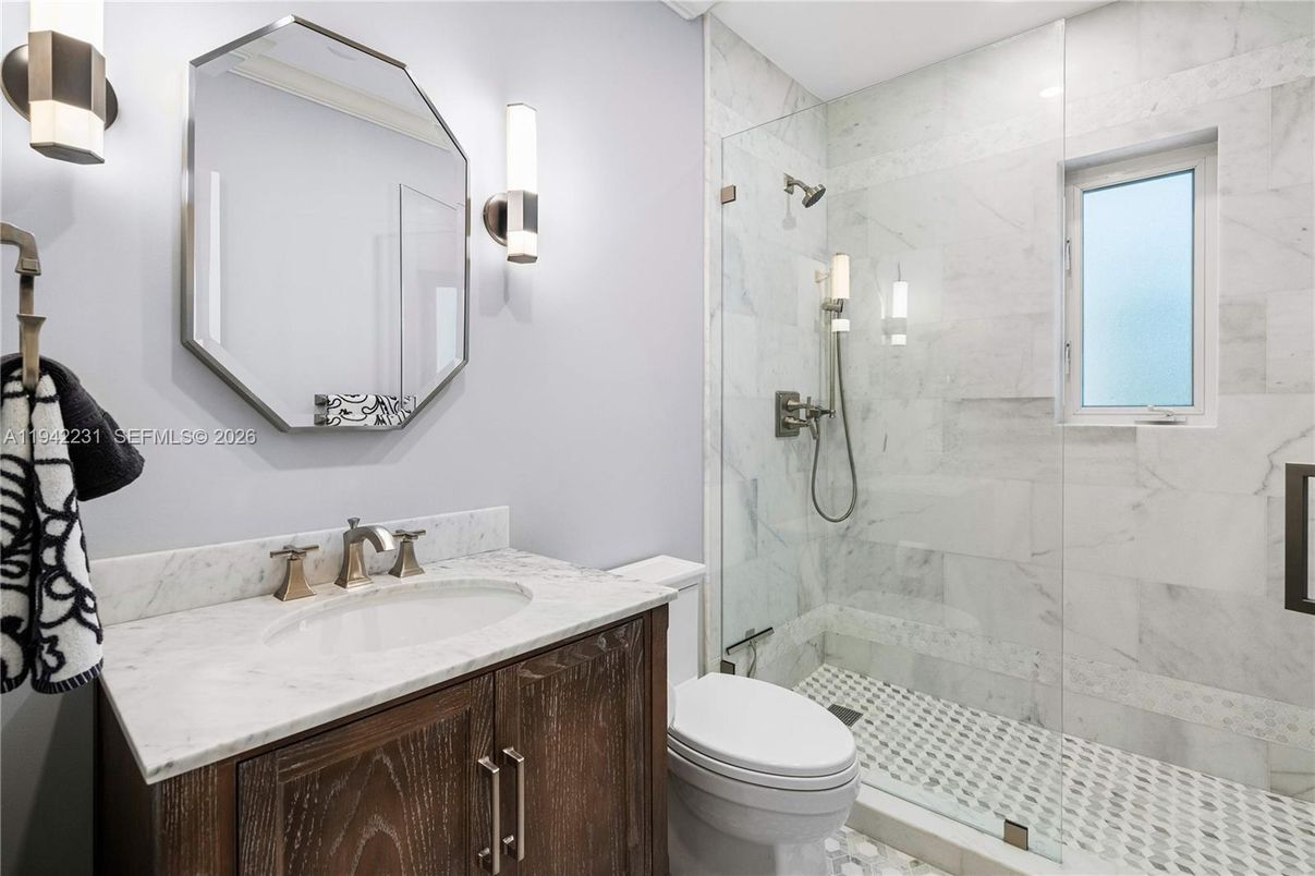 Bathroom, Glass Shower, Interior, Marble Walls