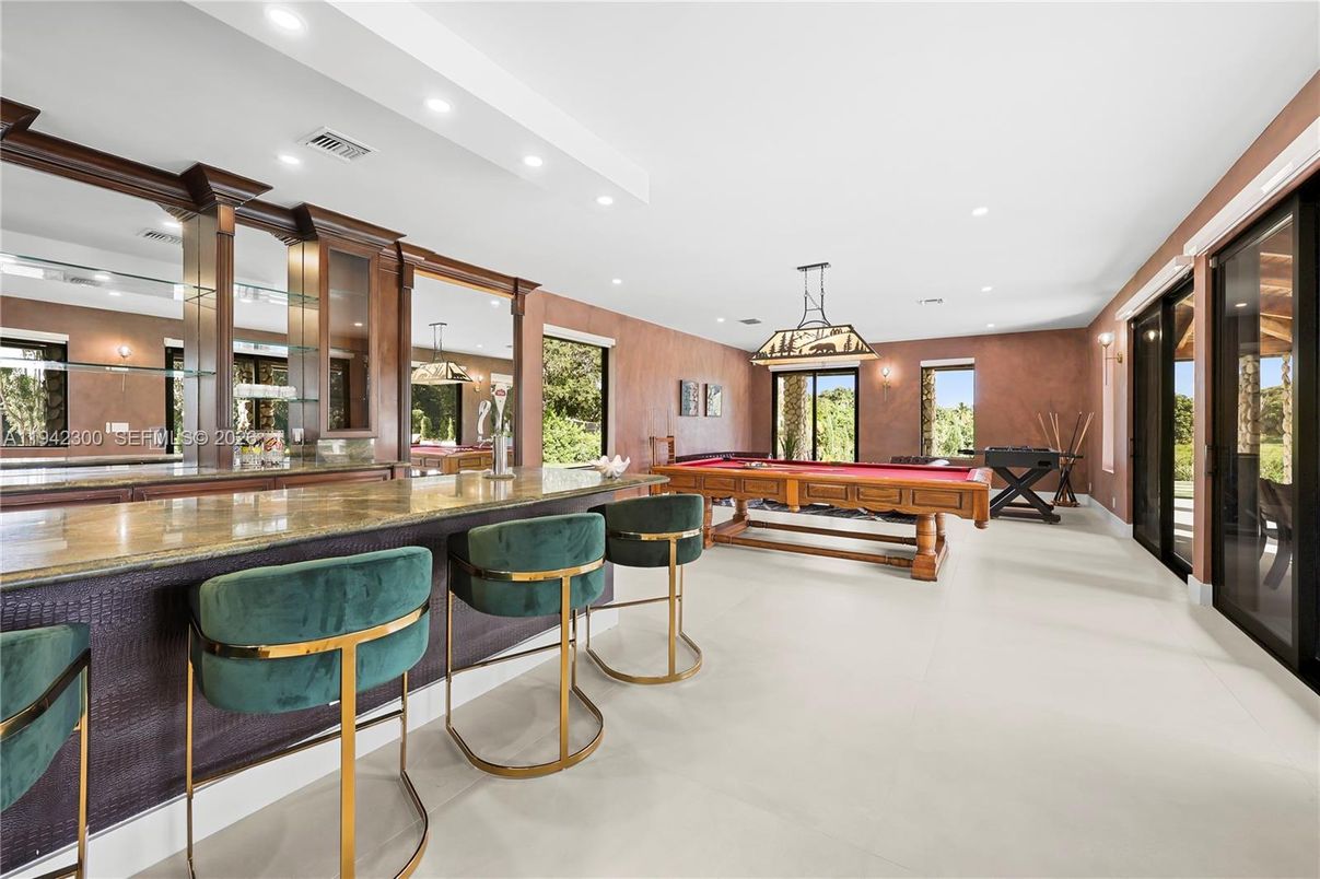 Billiard Table, Game Room, Interior, Pendant Lights, Recessed Lighting