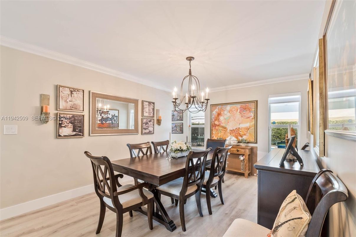 Chandelier, Dining room, Interior, Wood Texture Flooring