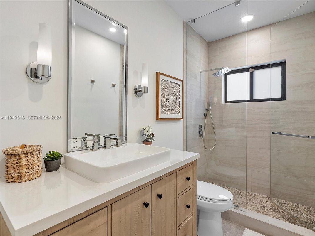 Bathroom, Glass Shower, Interior, Recessed Lighting