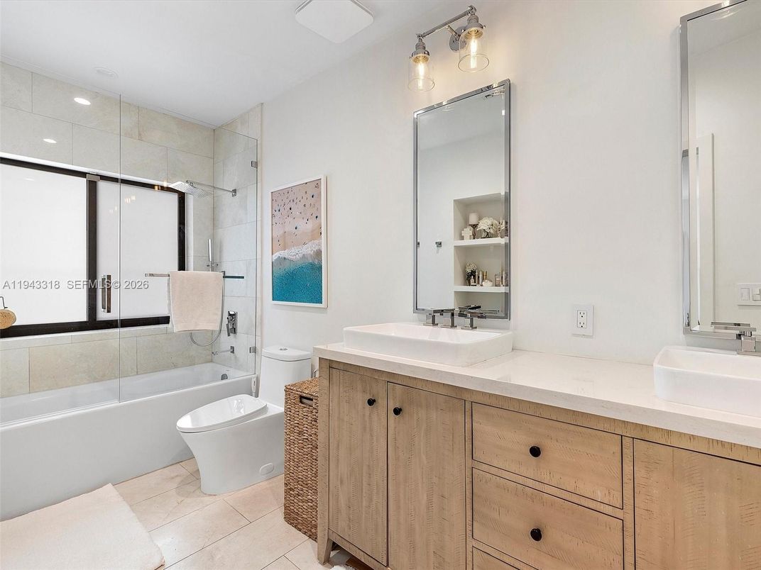 Bathroom, Dual Sink Vanities, Glass Shower, Interior, Recessed Lighting