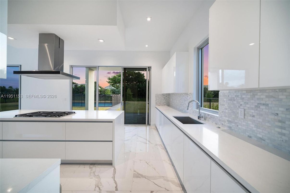 Interior, Kitchen, Marble, Recessed Lighting, Water