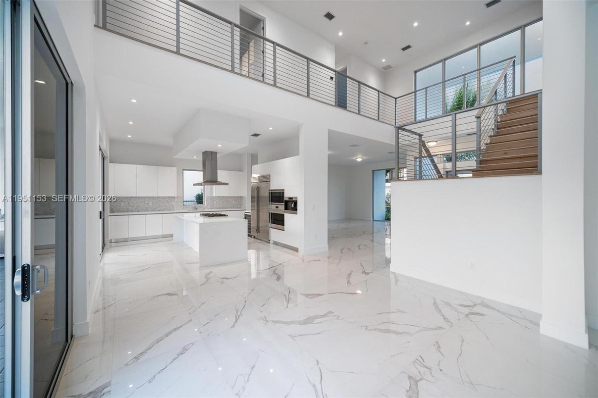 Interior, Kitchen, Marble, Recessed Lighting, Stainless Steel Appliances