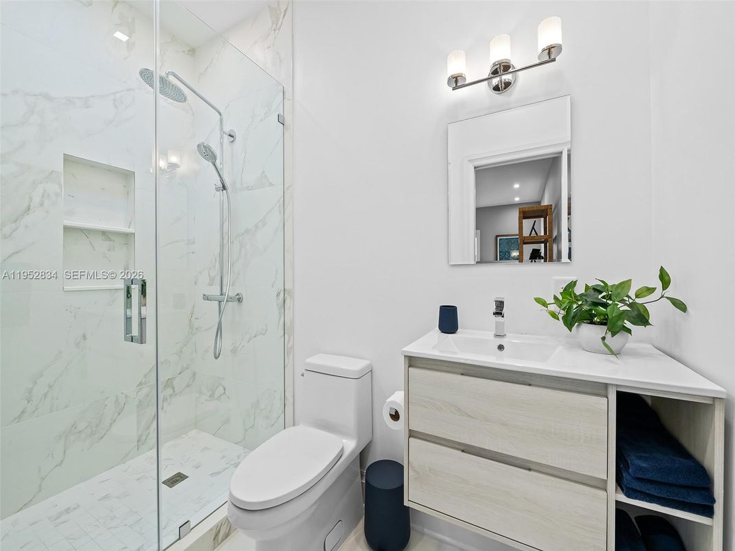 Bathroom, Glass Shower, Interior, Marble Walls