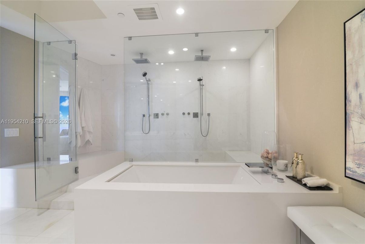 Bathroom, Glass Shower, Interior, Recessed Lighting