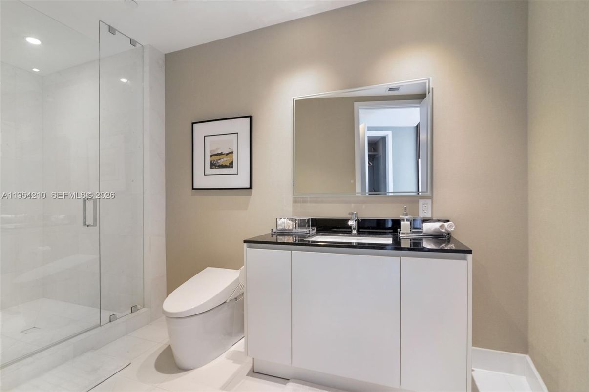 Bathroom, Glass Shower, Interior, Recessed Lighting