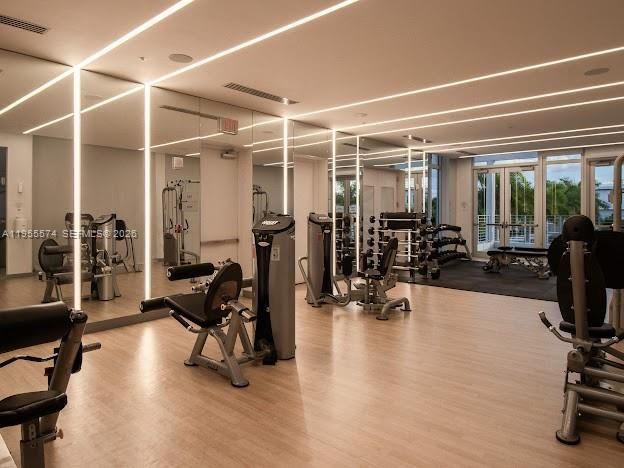 Fitness Equipment, Gym, Interior, Wood Texture Flooring