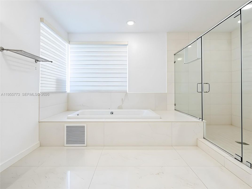 Bathroom, Glass Shower, Interior, Marble, Recessed Lighting