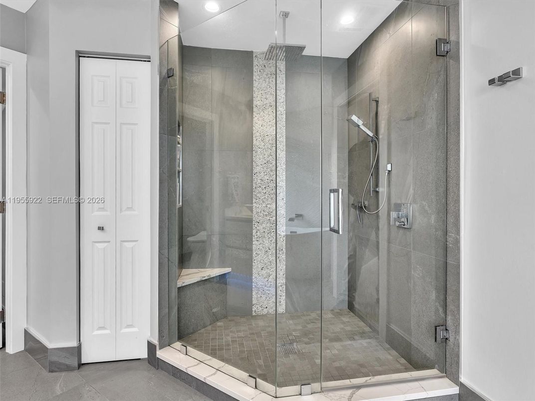 Bathroom, Glass Shower, Interior, Recessed Lighting