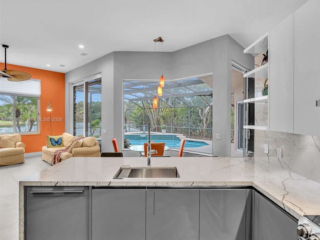 Glass Ceilings, Interior, Kitchen, Living room, Pendant Lights, Recessed Lighting, Sun Room, Water