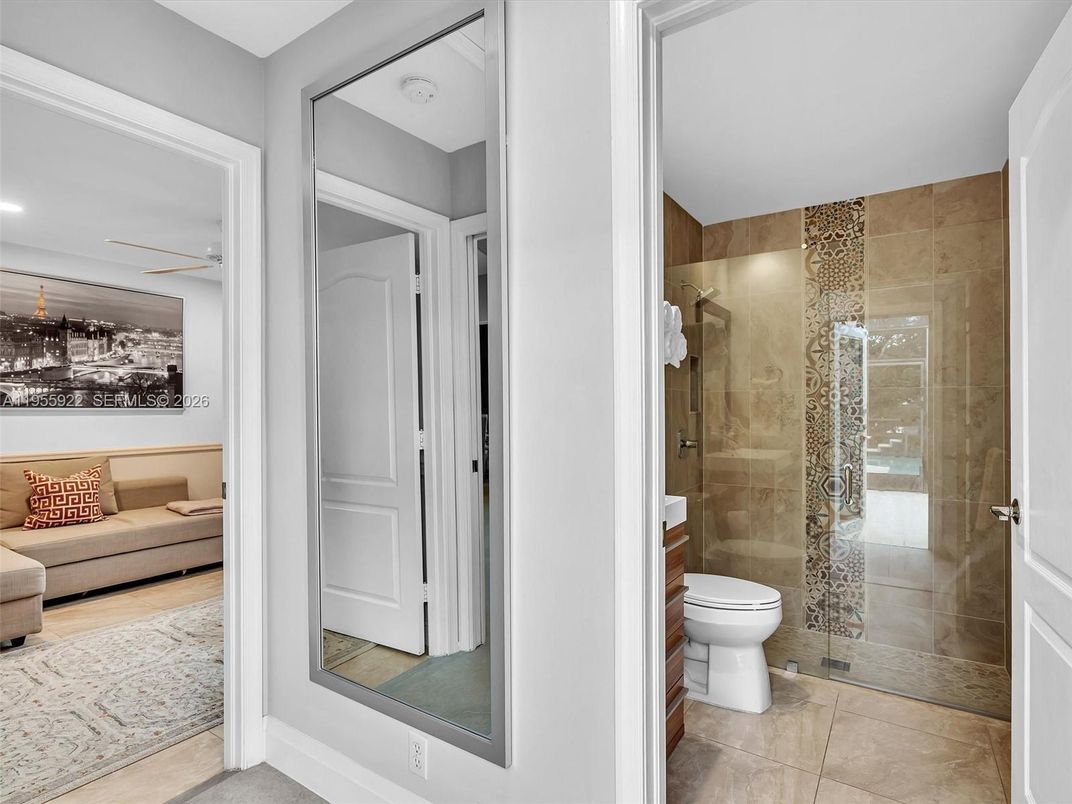 Bathroom, Glass Shower, Interior, Recessed Lighting