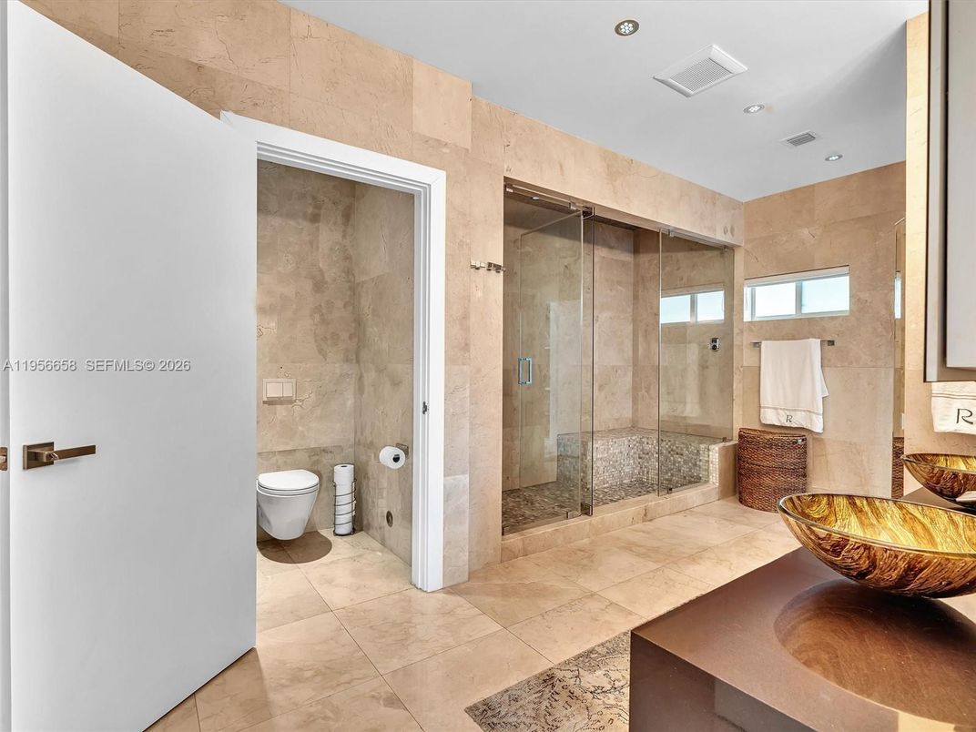 Bathroom, Glass Shower, Interior, Recessed Lighting