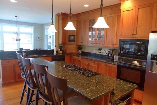 Interior, Kitchen, Pendant Lights, Recessed Lighting, Wood Texture Flooring