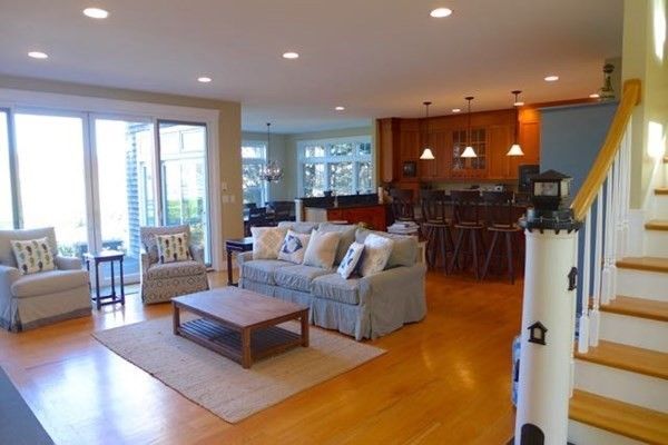 Interior, Kitchen, Living room, Pendant Lights, Recessed Lighting, Wood Texture Flooring