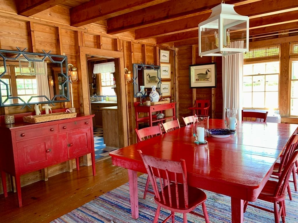 Dining room, Interior, Wooden Beams, Wood Texture Flooring, Wooden Walls