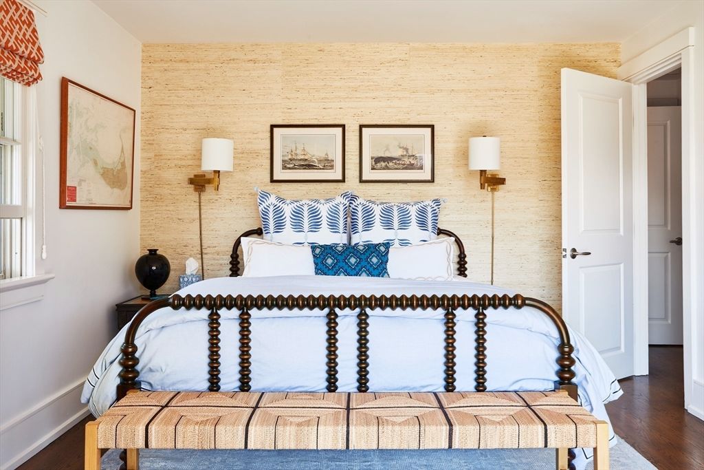 Bedroom, Interior, Stone Walls, Wood Texture Flooring