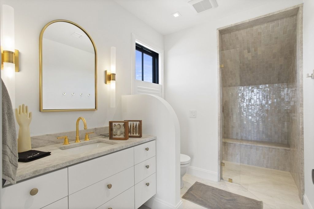 Bathroom, Glass Shower, Interior, Recessed Lighting