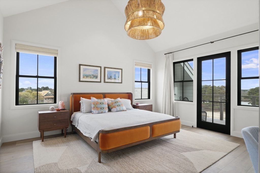 Bedroom, Chandelier, Interior, Water, Wood Texture Flooring