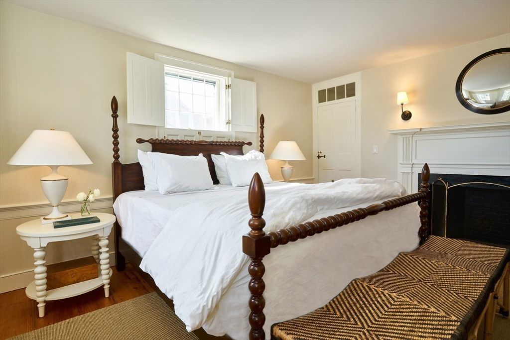 Bedroom, Fireplace, Interior, Wood Texture Flooring