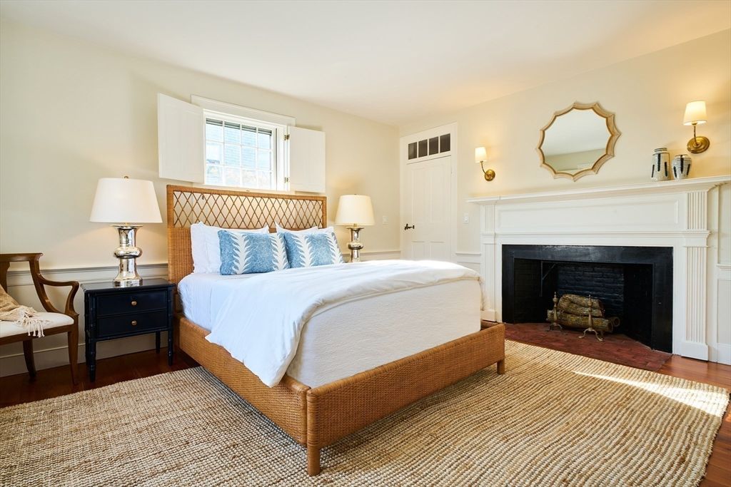 Bedroom, Fireplace, Interior, Wood Texture Flooring