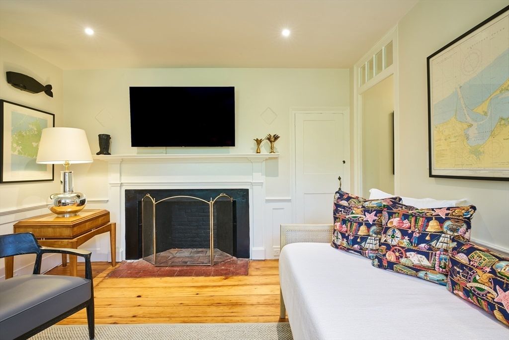 Fireplace, Interior, Recessed Lighting, Wood Texture Flooring