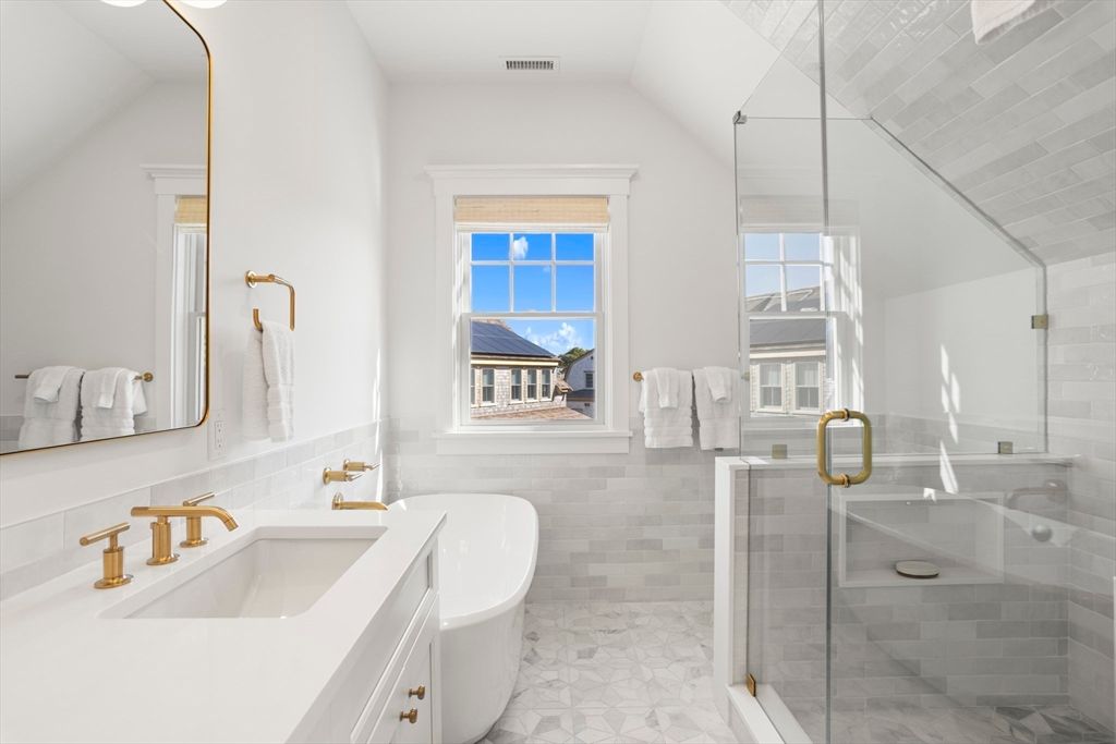 Bathroom, Free Standing Baths, Glass Shower, Interior, Marble