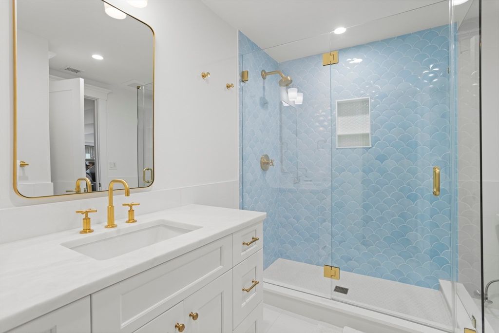 Bathroom, Glass Shower, Interior, Recessed Lighting