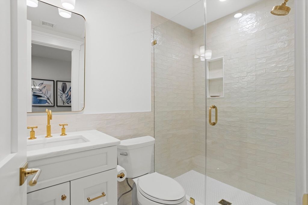 Bathroom, Glass Shower, Interior, Recessed Lighting