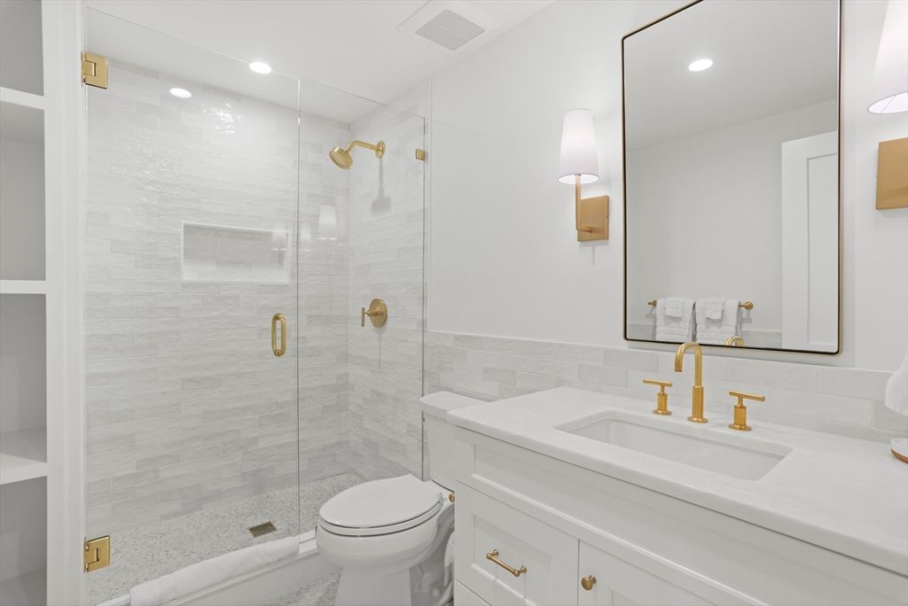 Bathroom, Glass Shower, Interior, Recessed Lighting