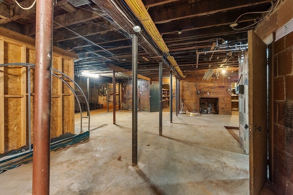 Fireplace, Interior, Stone Walls, Wooden Beams