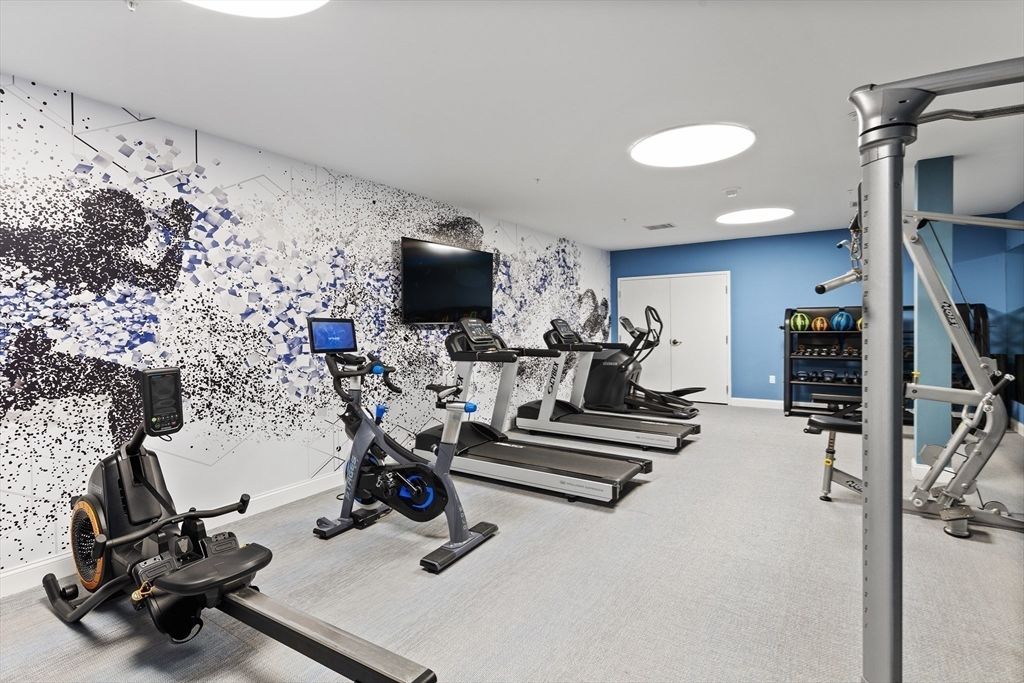 Fitness Equipment, Gym, Interior, Recessed Lighting