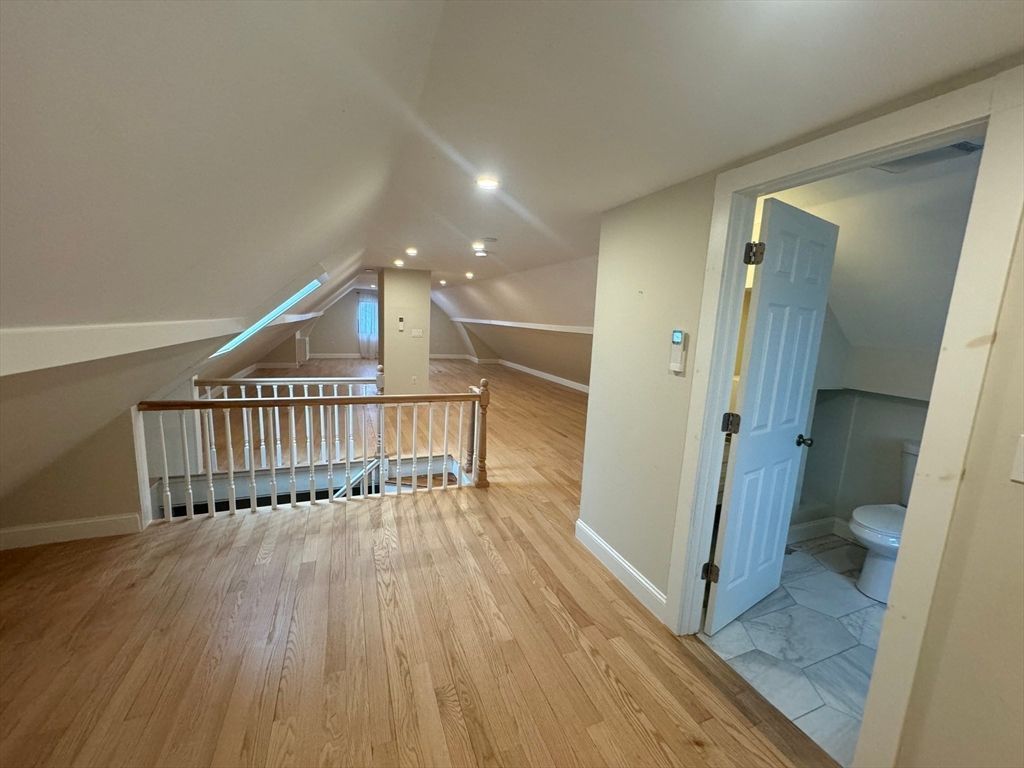 Bathroom, Interior, Marble, Recessed Lighting, Wood Texture Flooring