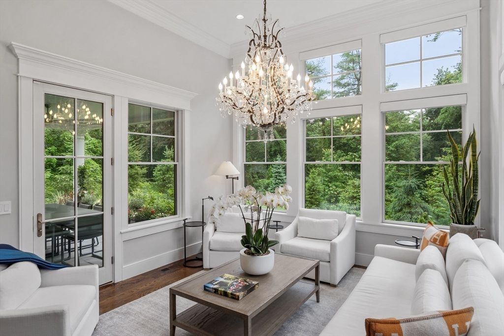 Chandelier, Interior, Living room, Recessed Lighting, Wood Texture Flooring