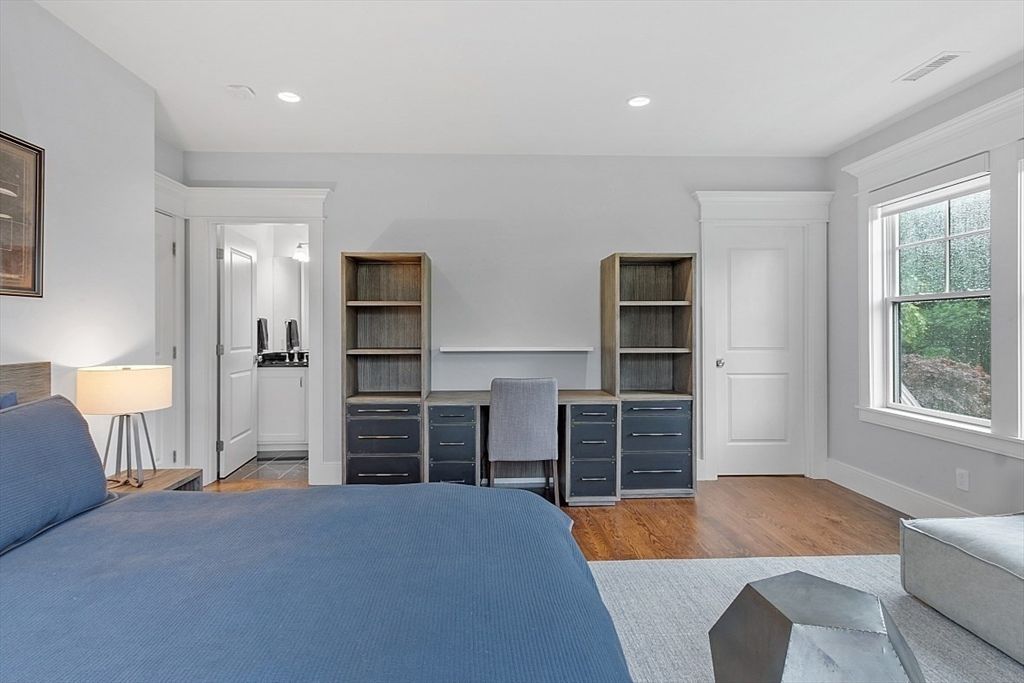 Bedroom, Home Office, Interior, Recessed Lighting, Wood Texture Flooring