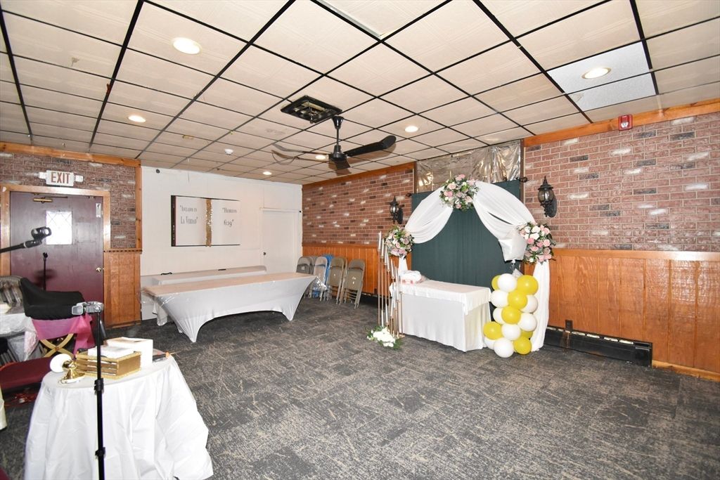 Billiard Table, Game Room, Interior, Recessed Lighting, Stone Walls