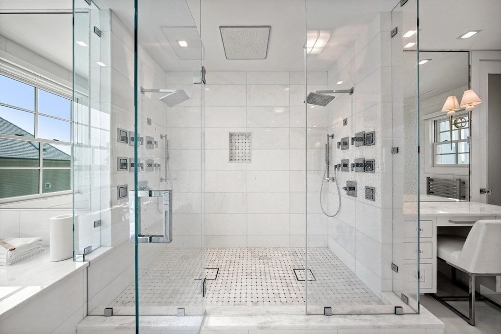 Bathroom, Glass Shower, Interior, Recessed Lighting