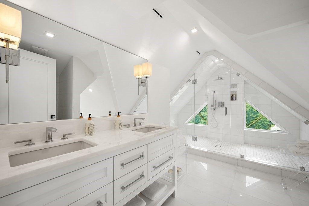 Bathroom, Dual Sink Vanities, Glass Shower, Interior, Recessed Lighting