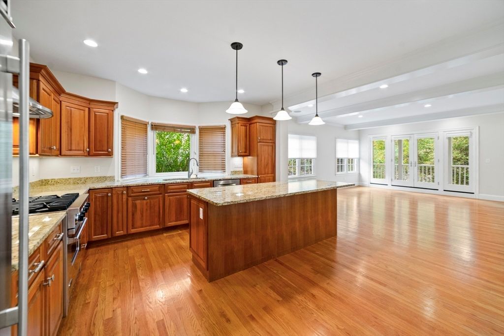 Interior, Kitchen, Pendant Lights, Recessed Lighting, Wood Texture Flooring