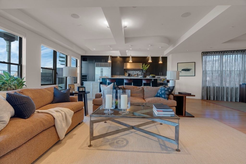 Interior, Kitchen, Living room, Pendant Lights, Recessed Lighting, Stainless Steel Appliances, Wood Texture Flooring