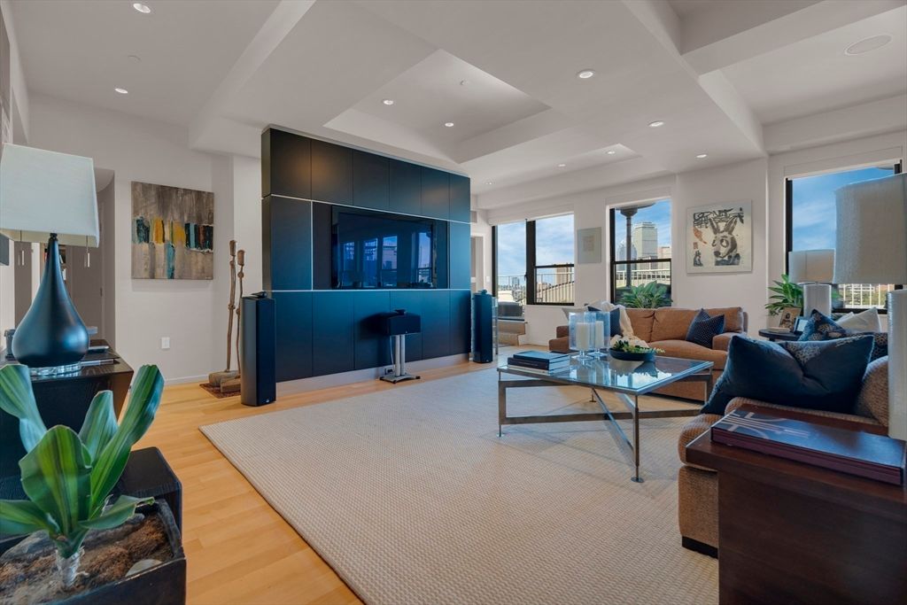 Home Office, Interior, Living room, Recessed Lighting, Wood Texture Flooring