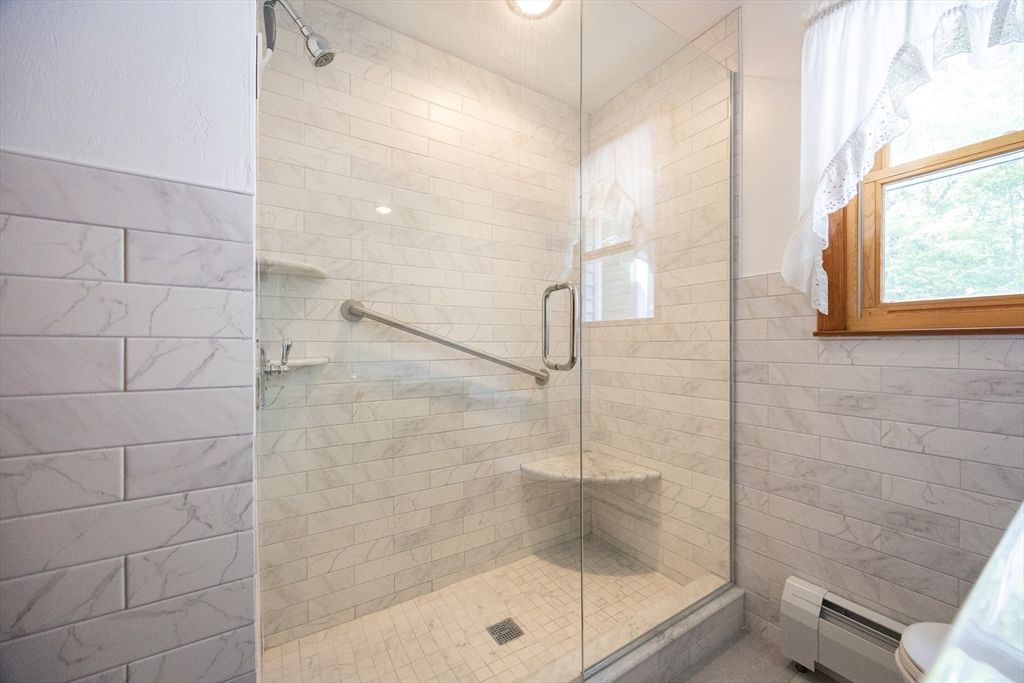 Bathroom, Glass Shower, Interior, Marble Walls, Recessed Lighting