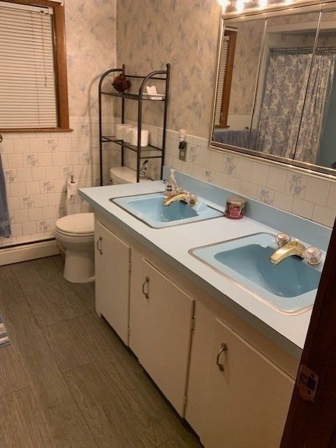 Bathroom, Dual Sink Vanities, Interior, Wood Texture Flooring